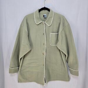 Vintage Bold Spirit Shirt Woman Large 14-16 Green Fleece Cozy Loungewear Cottage